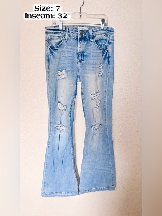 Bailey Made Denim - Bailey Made Light Blue Distressed Flare Jeans - Women's